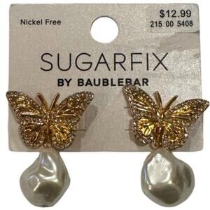 SUGARFIX by BaubleBar Crystal Wing Faux Pearl Butterfly Drop Dangle Earrings